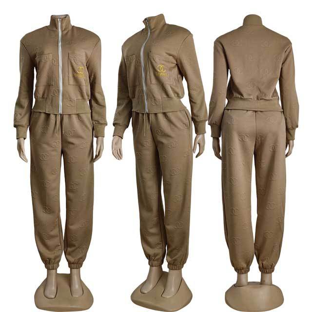 Fashion Embroidery Embossing Casual Tracksuit Set