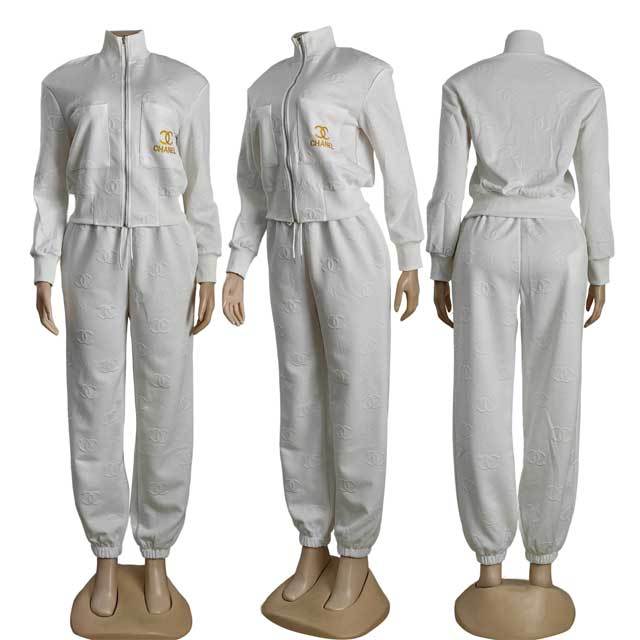 Fashion Embroidery Embossing Casual Tracksuit Set