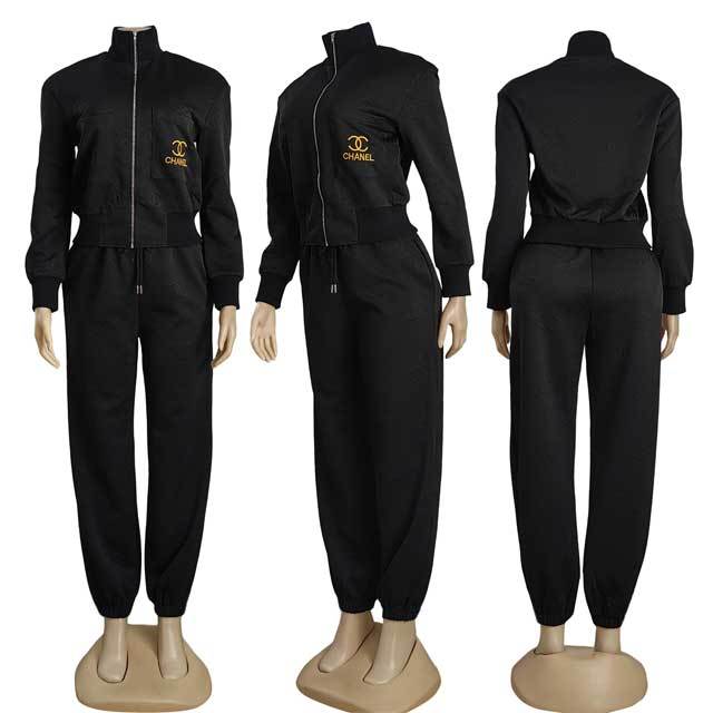 Fashion Embroidery Embossing Casual Tracksuit Set