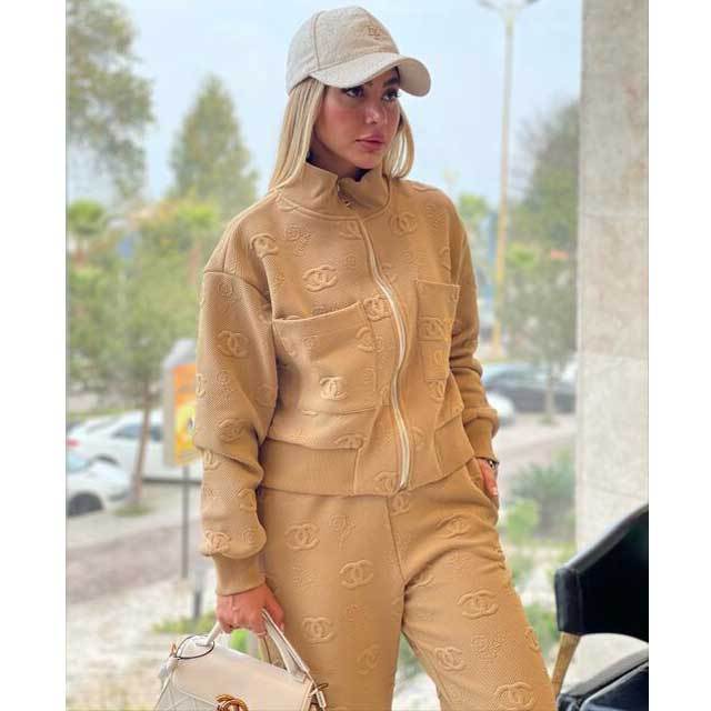Fashion Embroidery Embossing Casual Tracksuit Set