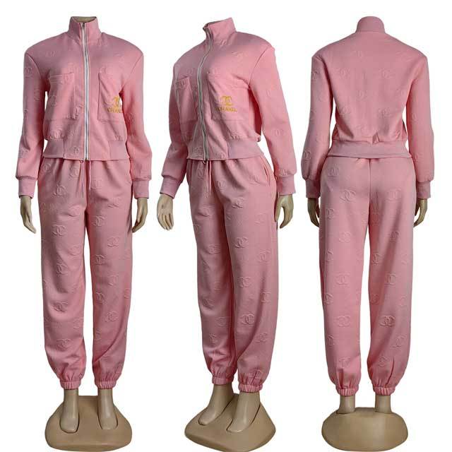Fashion Embroidery Embossing Casual Tracksuit Set