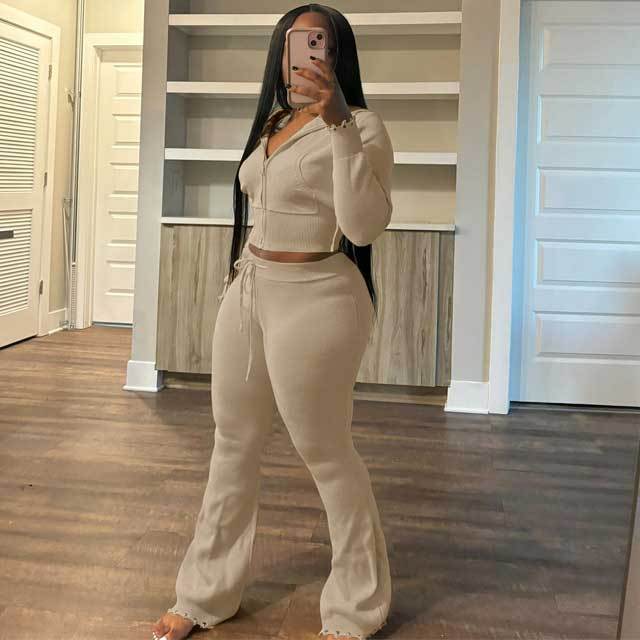 Knit Sweater Casual Tracksuit Set