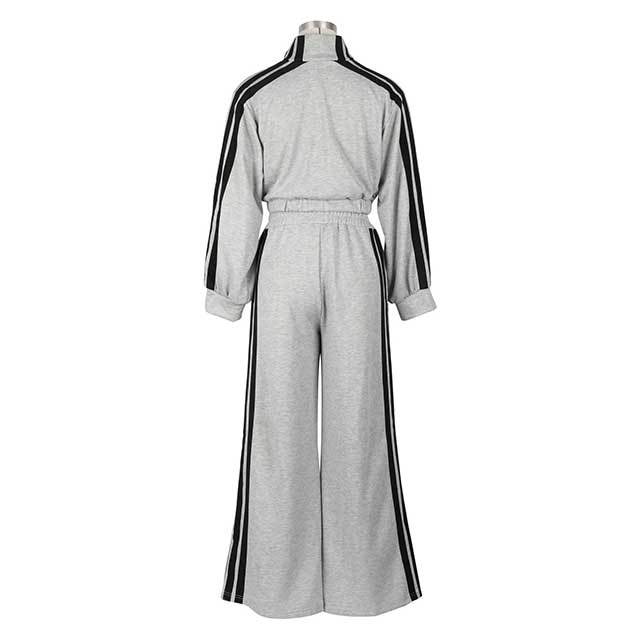 Casual Style Striped Wide Pants Jogging Suit