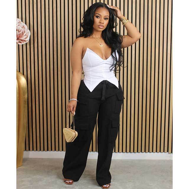 Multi-pocket Drawstring Elastic Waist Cargo Pants