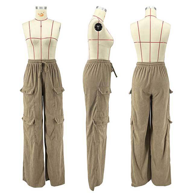 Multi-pocket Drawstring Elastic Waist Cargo Pants