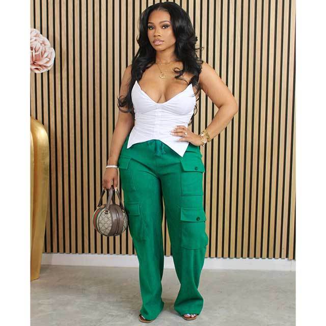 Multi-pocket Drawstring Elastic Waist Cargo Pants