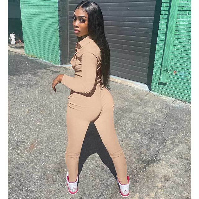 Solid Color Pockets Cargo Jumpsuit