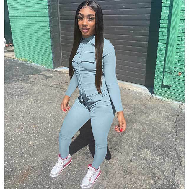 Solid Color Pockets Cargo Jumpsuit