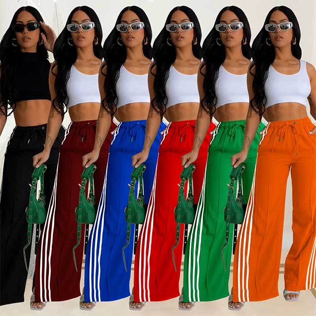 Striped High Leg Split Jogger Pants