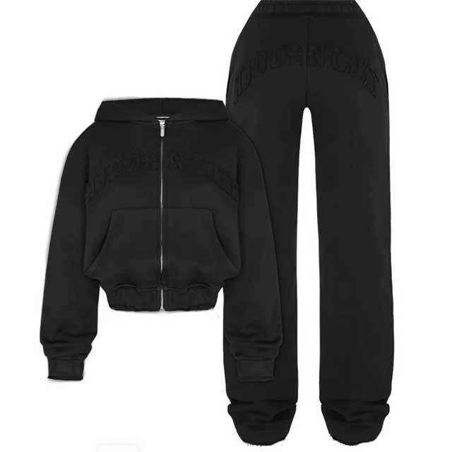 Streetwear Fashion Zipper Up Sweatshirt Suit Set