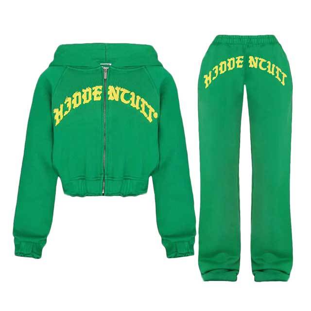Streetwear Fashion Zipper Up Sweatshirt Suit Set