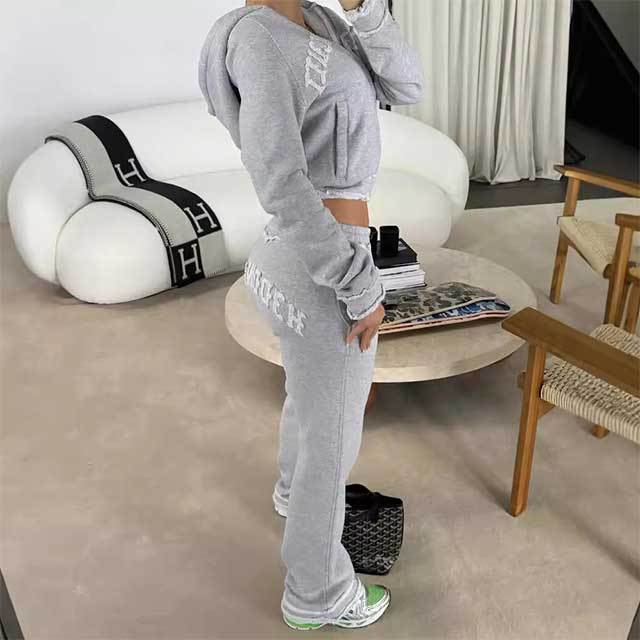 Streetwear Fashion Zipper Up Sweatshirt Suit Set