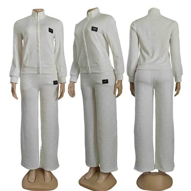 Fashion Logo Embossing Casual Tracksuit Set