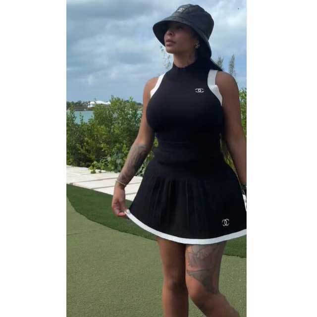 Knit Tank Top Pleated Skirt Set