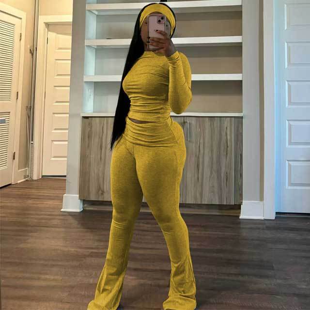 Basic Casual Bell Pants Suit