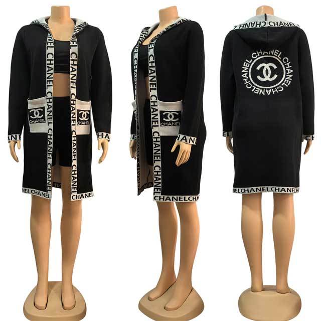 Knit Fashion Women Hooded Cardigan Coat
