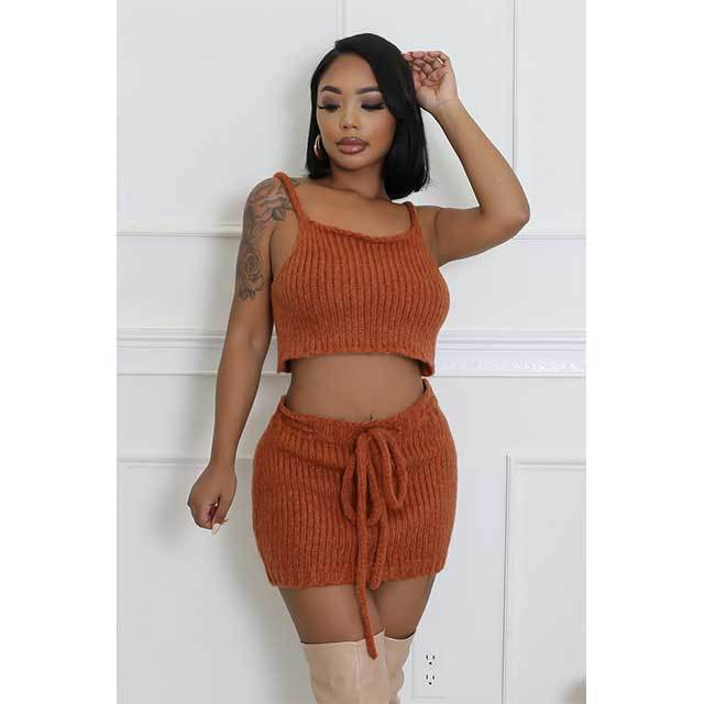 Suspender Cardigan Sweater Skirt Set 3 Pieces