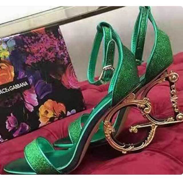 Special Shaped Heels Open Toe Sequin Sandals