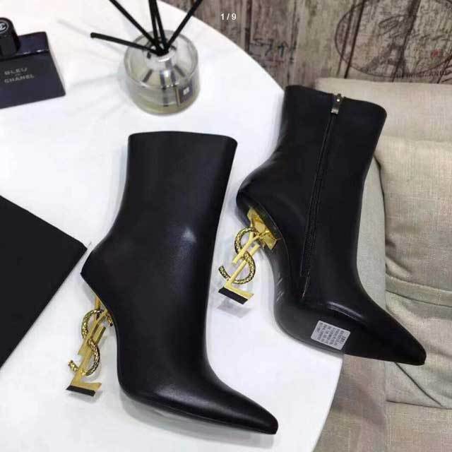 Leather Pointed Toe High Heeled Boots
