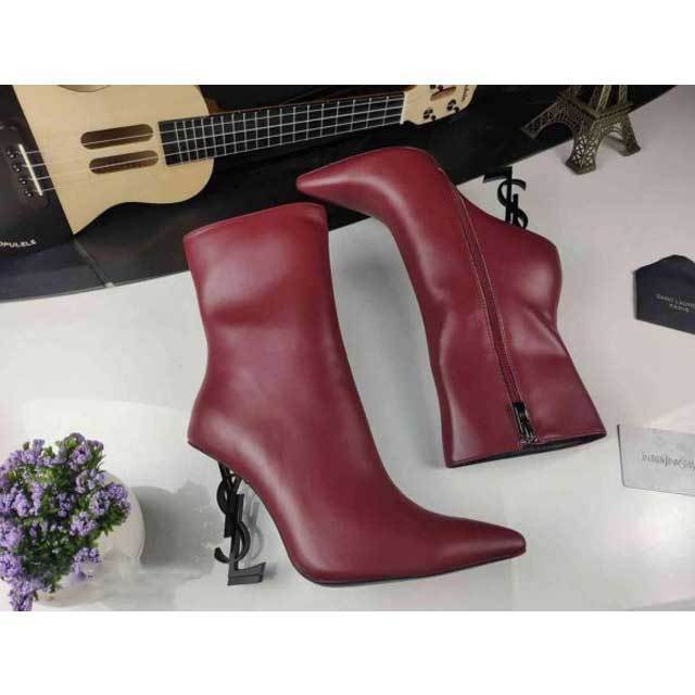 Leather Pointed Toe High Heeled Boots