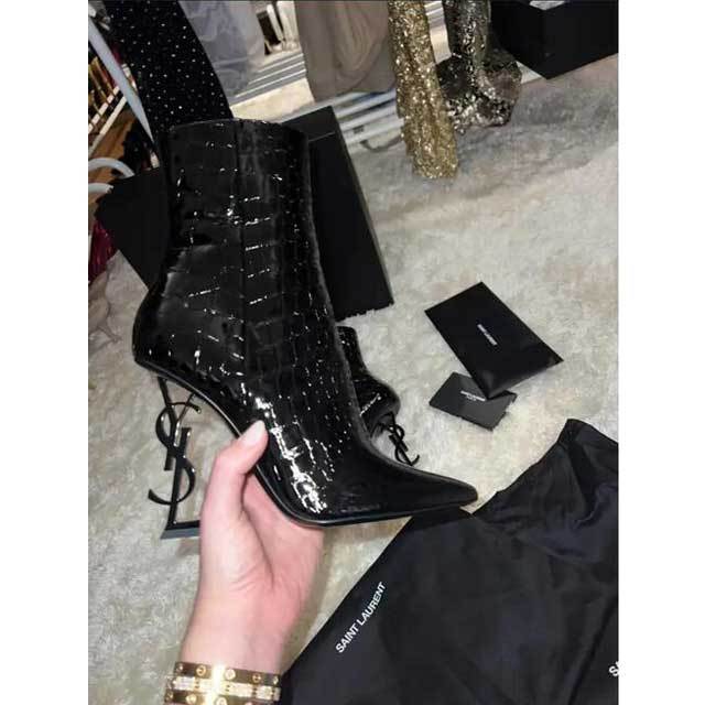 Leather Pointed Toe High Heeled Boots