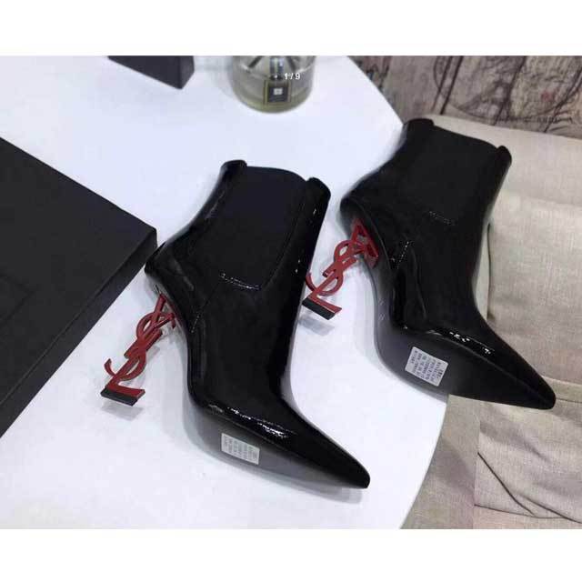 Leather Pointed Toe High Heeled Boots