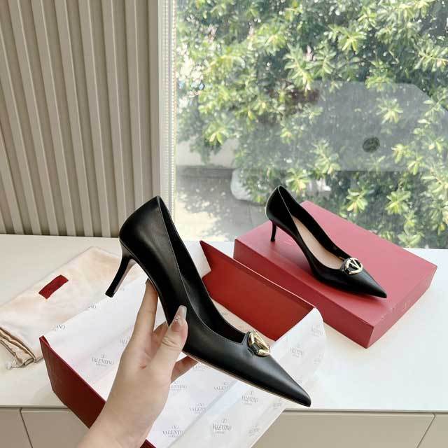 Leather Pointed Toe High Heeled Pumps