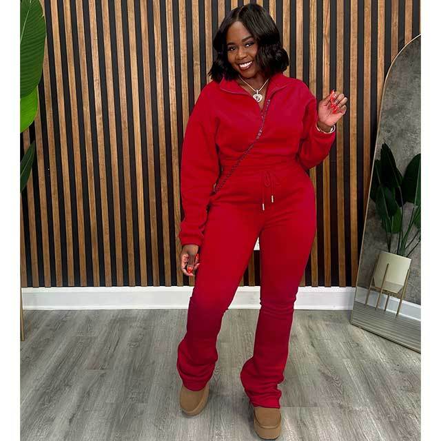 Winter Casual Style Two Pieces Bell Pant Set