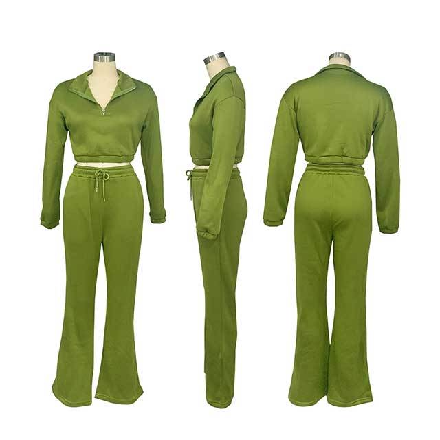 Winter Casual Style Two Pieces Bell Pant Set