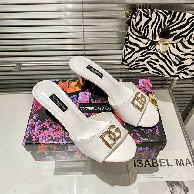 Metal Logo Leather High Heeled Sandals