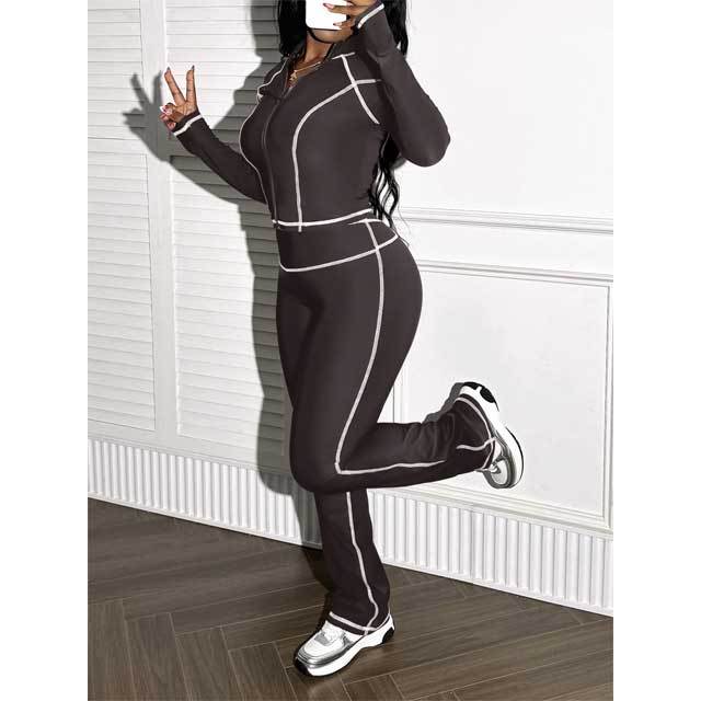 Striped Long Sleeve Casual Jogging Suit
