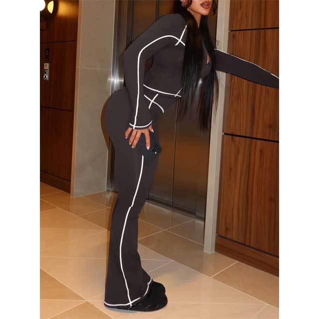 Striped Long Sleeve Casual Jogging Suit