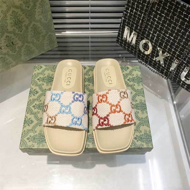 Fashion Embroidery Unisex Flat Slides