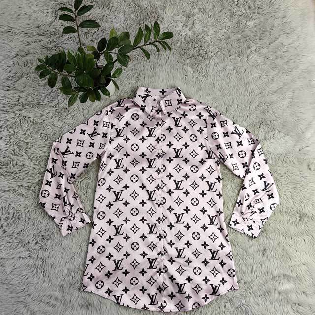 Long Sleeve Printed Casual Shirt Dress