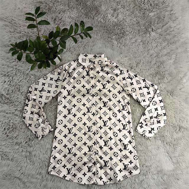 Long Sleeve Printed Casual Shirt Dress