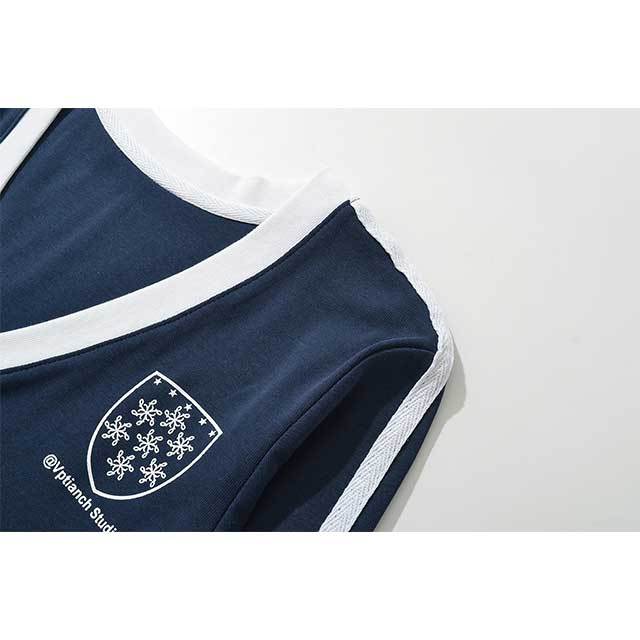 American Sports Style Contrasting Print Slimming Top