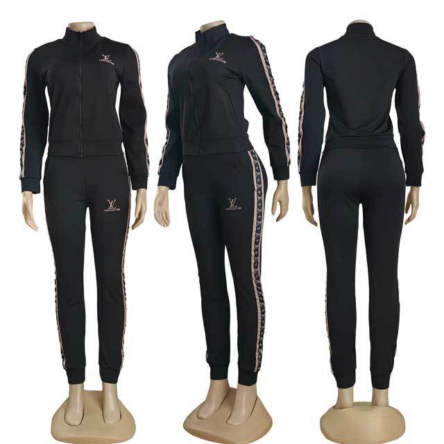 Embroidery Zipper Casual Tracksuit Set