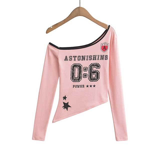 Off-shoulder Slanted Neckline Irregular Top