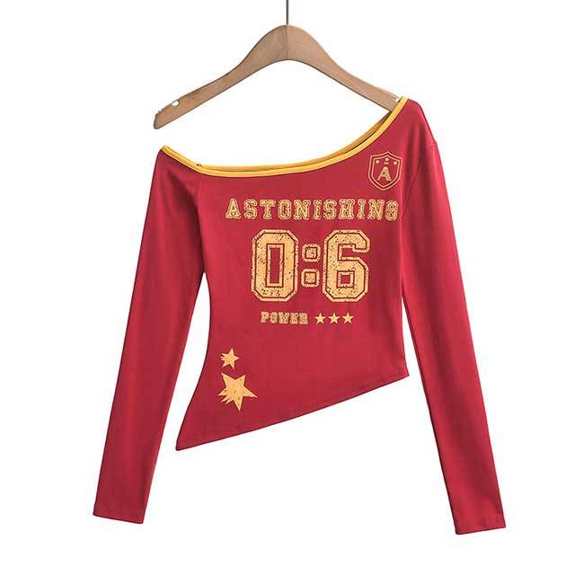 Off-shoulder Slanted Neckline Irregular Top