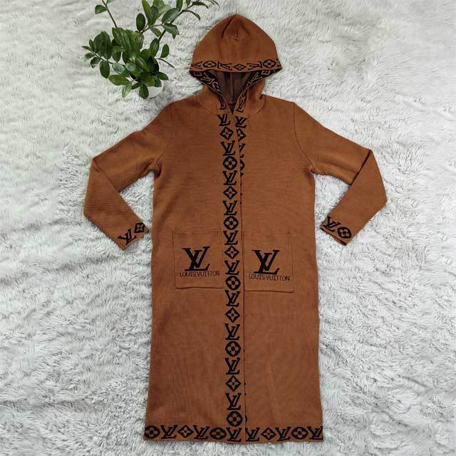 Knit Hooded Sweater Cardigan Coat