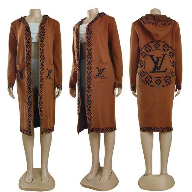 Knit Hooded Sweater Cardigan Coat