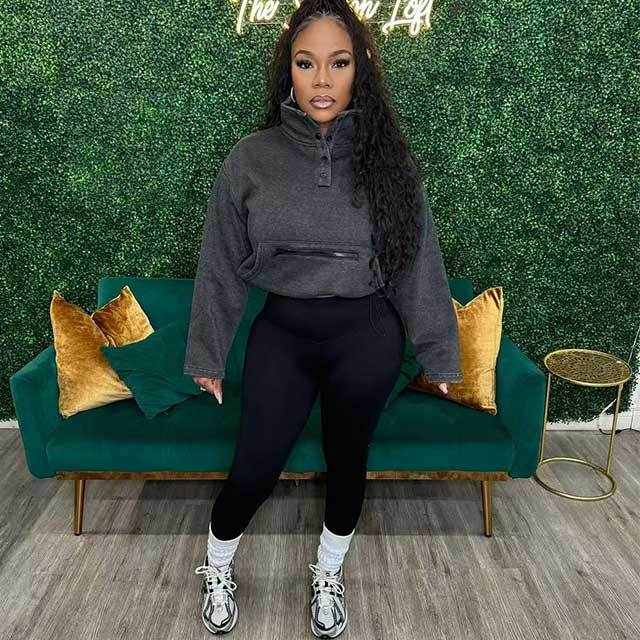 Washed Sweatshirt High Waist Leggings Set