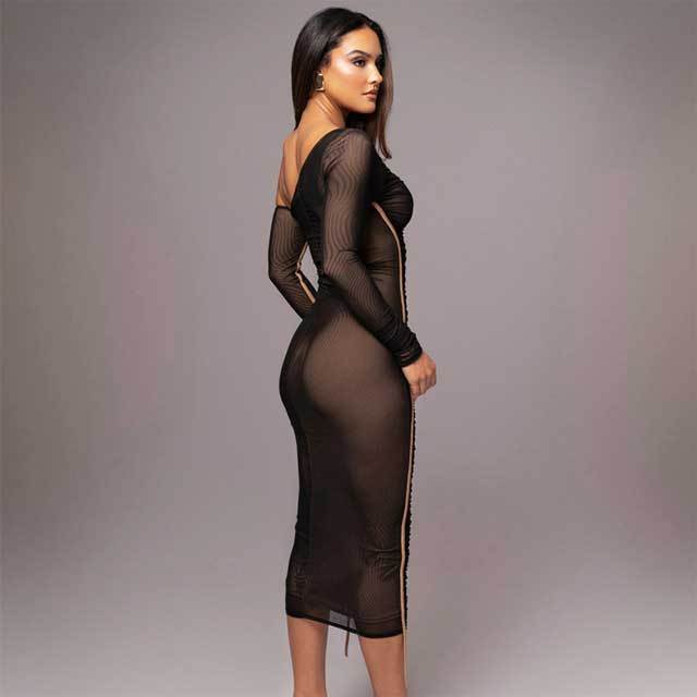 Mesh Single Shoulder Ruched Bodycon Dress
