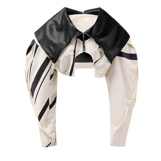 Contrast Color Motorcycle Short Jacket