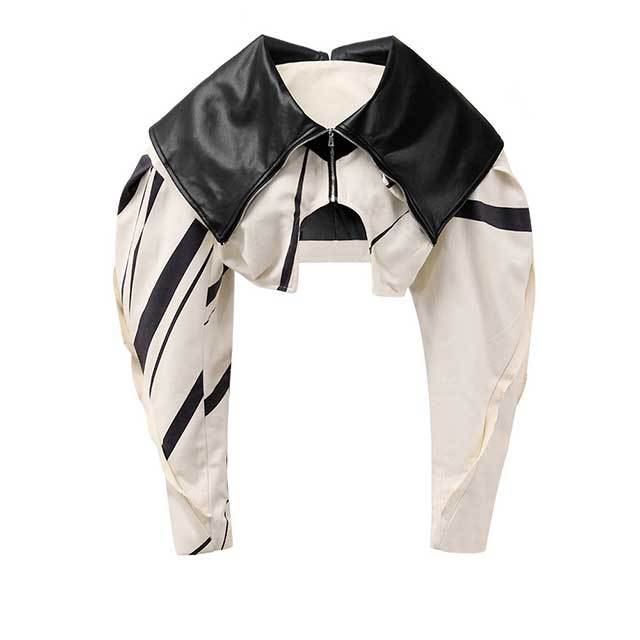 Contrast Color Motorcycle Short Jacket