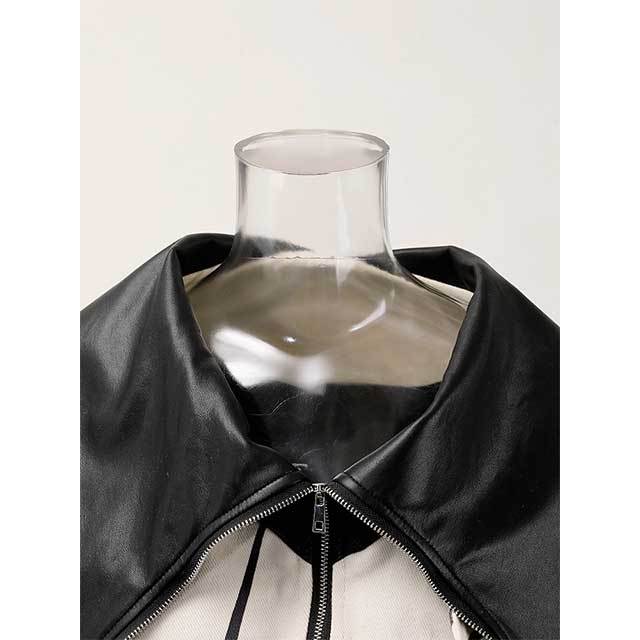 Contrast Color Motorcycle Short Jacket