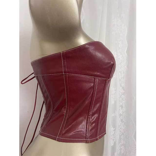 Tube Laced Up Leather Top