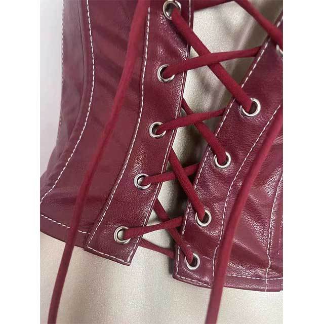 Tube Laced Up Leather Top