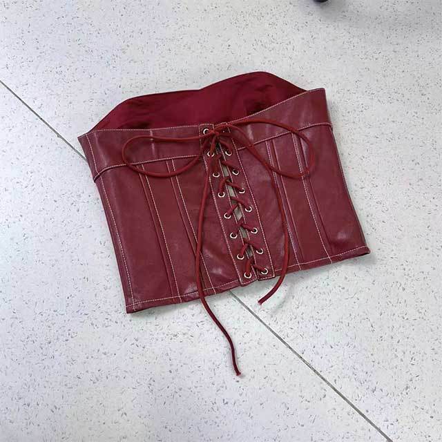 Tube Laced Up Leather Top