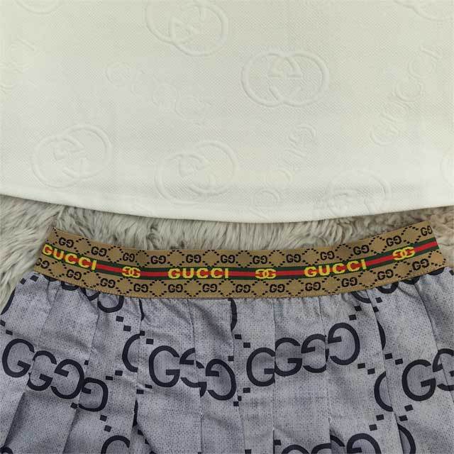 Embroidery Embossing Top Pleated Skirt Set